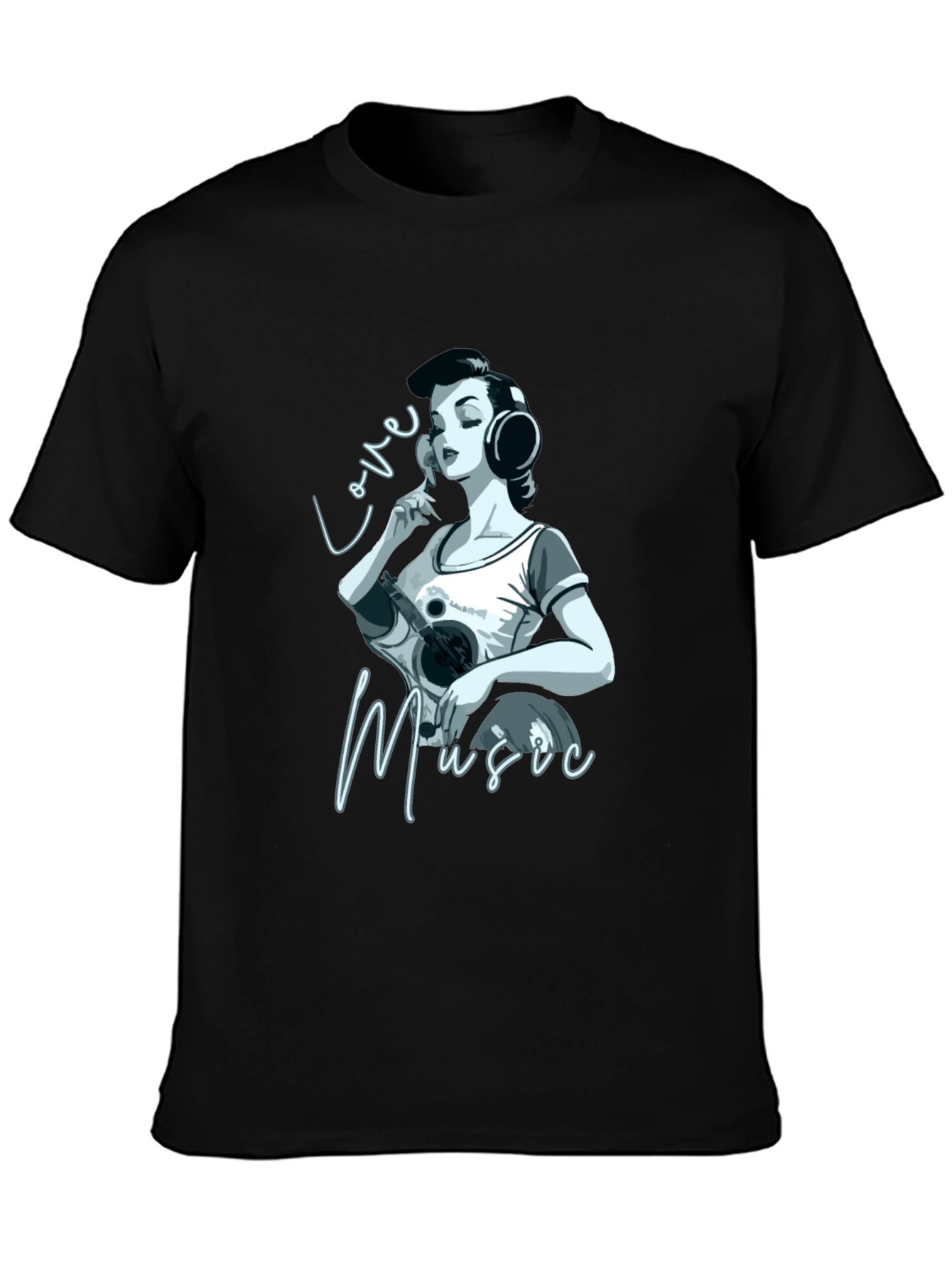 Love Music Graphic Black T-Shirt