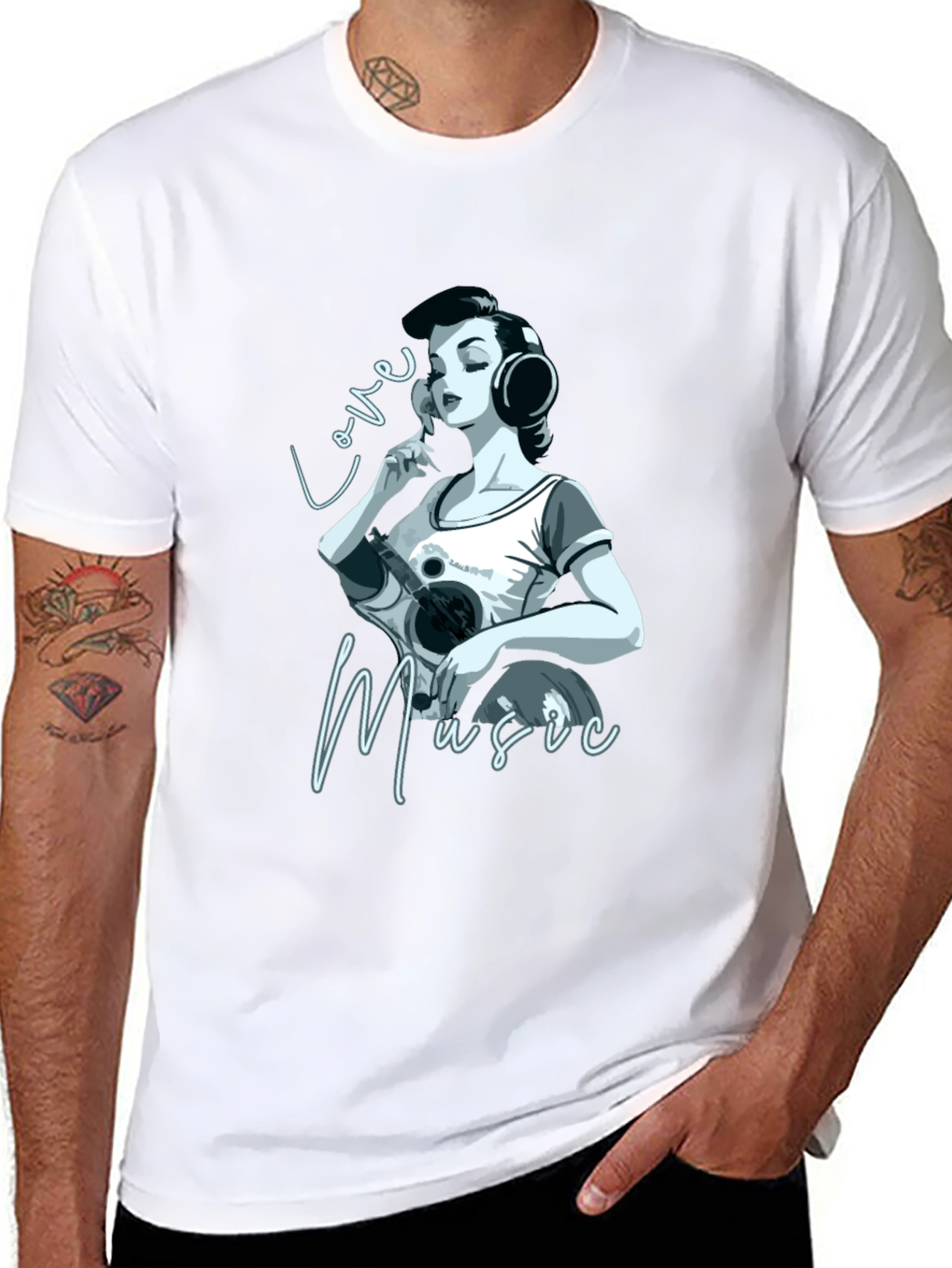 Love Music Graphic Black T-Shirt