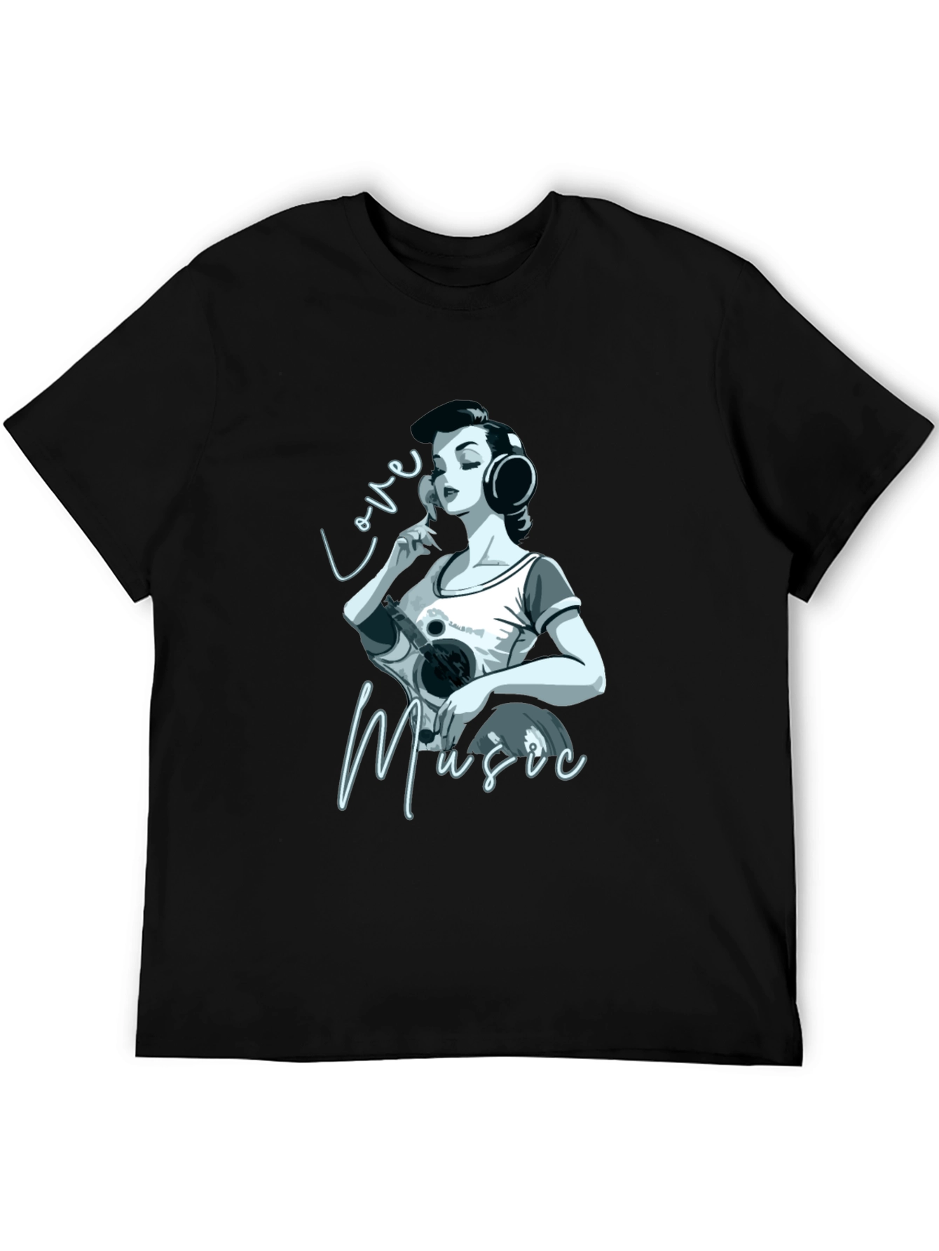 Love Music Graphic Black T-Shirt