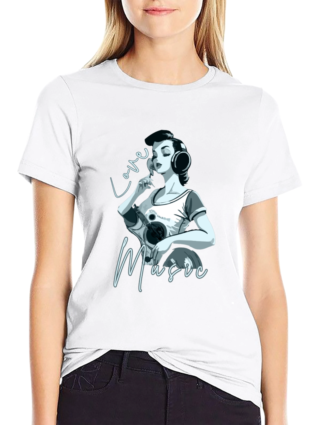 Love Music Graphic Black T-Shirt