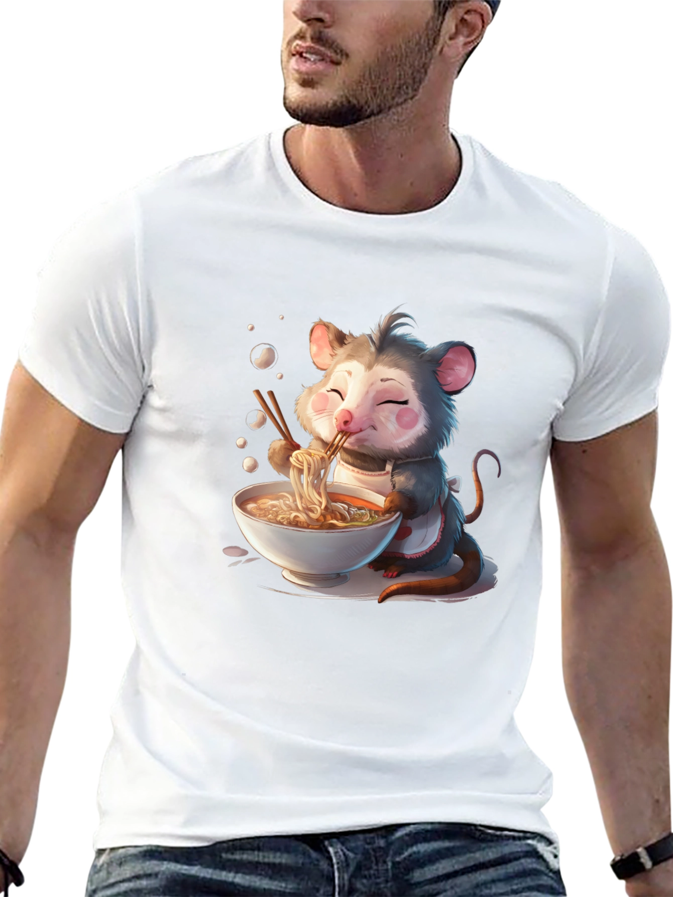 Opossum Ramen T-Shirt - Cute Cartoon Design