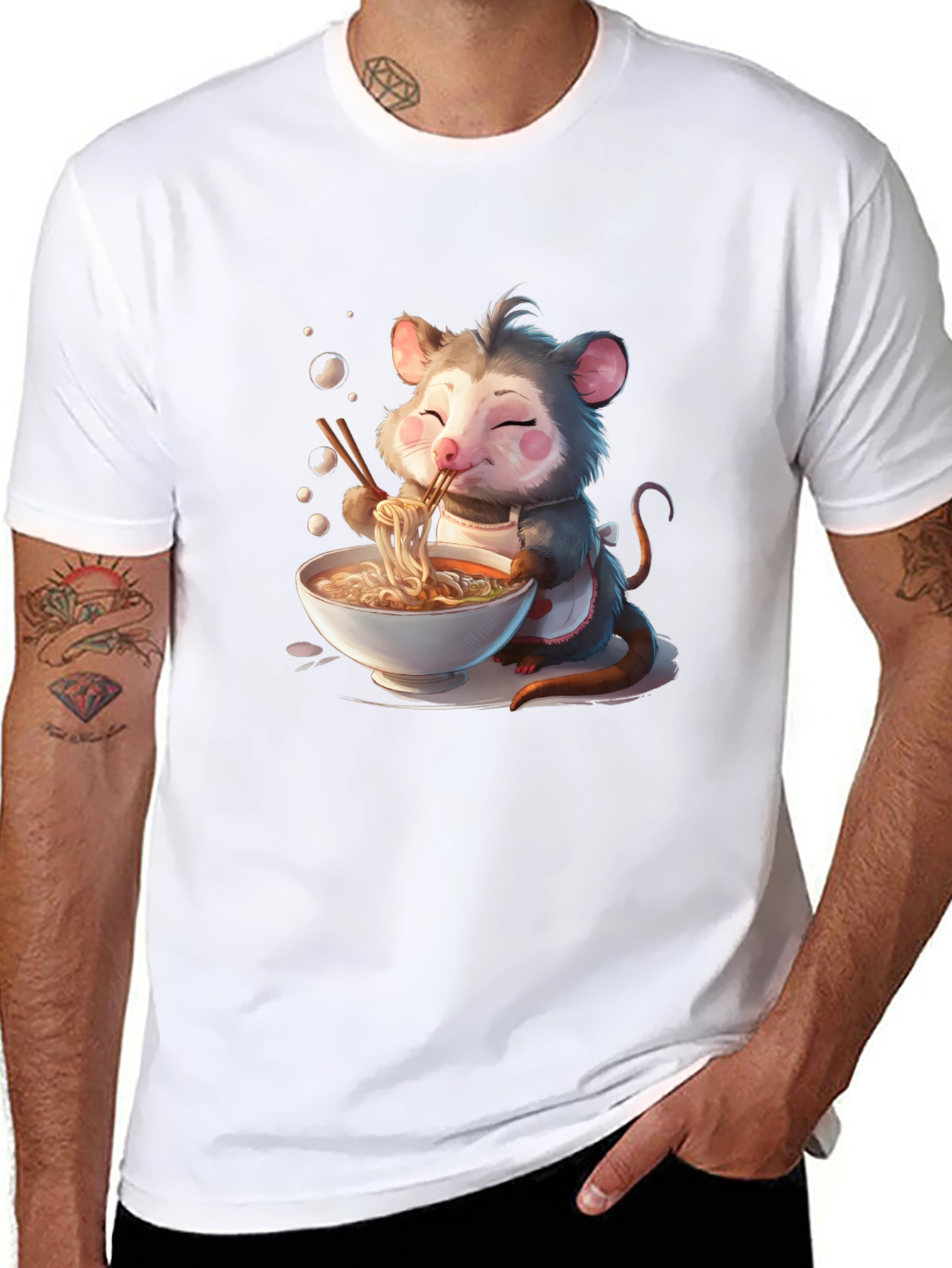 Opossum Ramen T-Shirt - Cute Cartoon Design