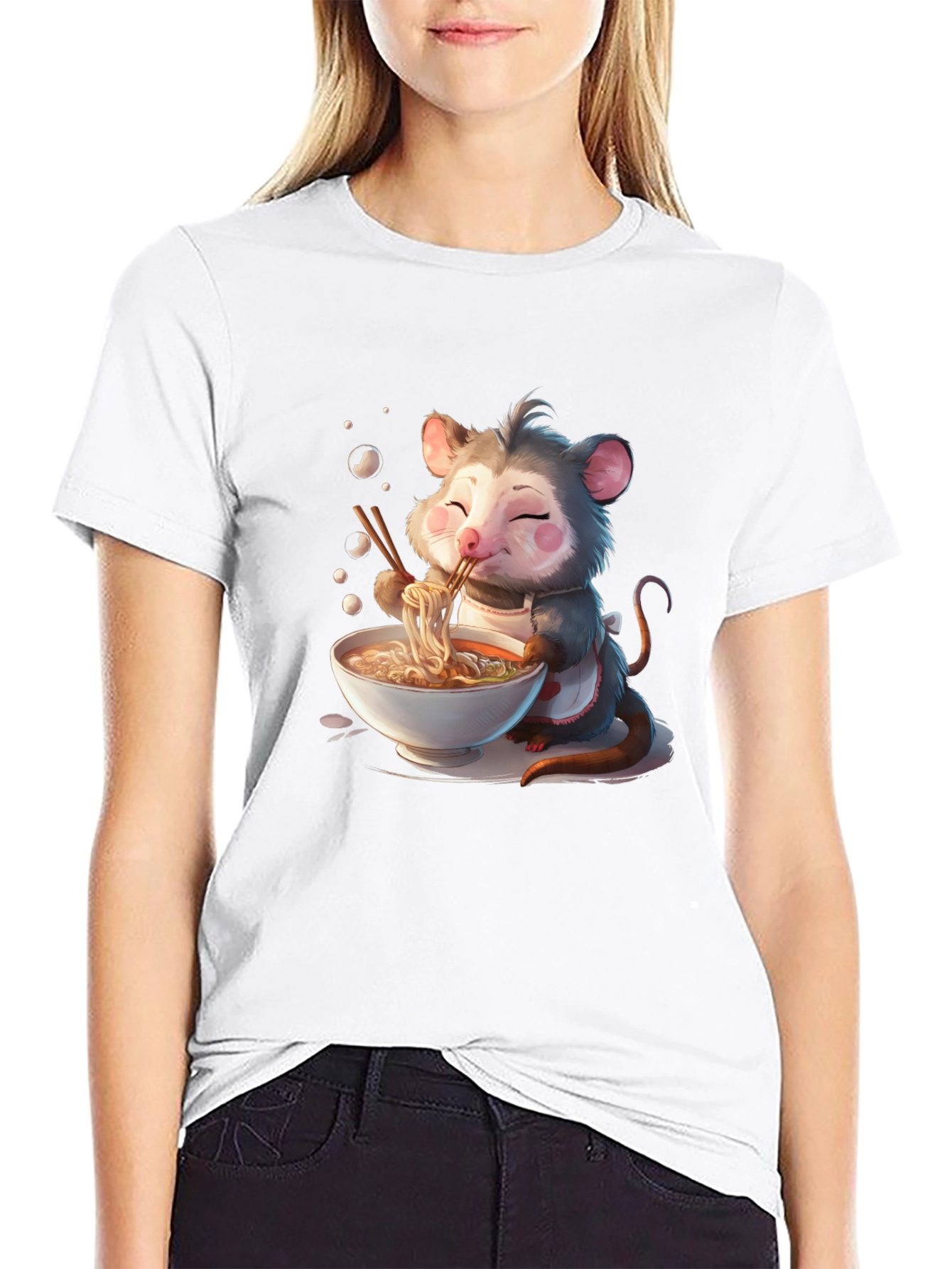 Opossum Ramen T-Shirt - Cute Cartoon Design