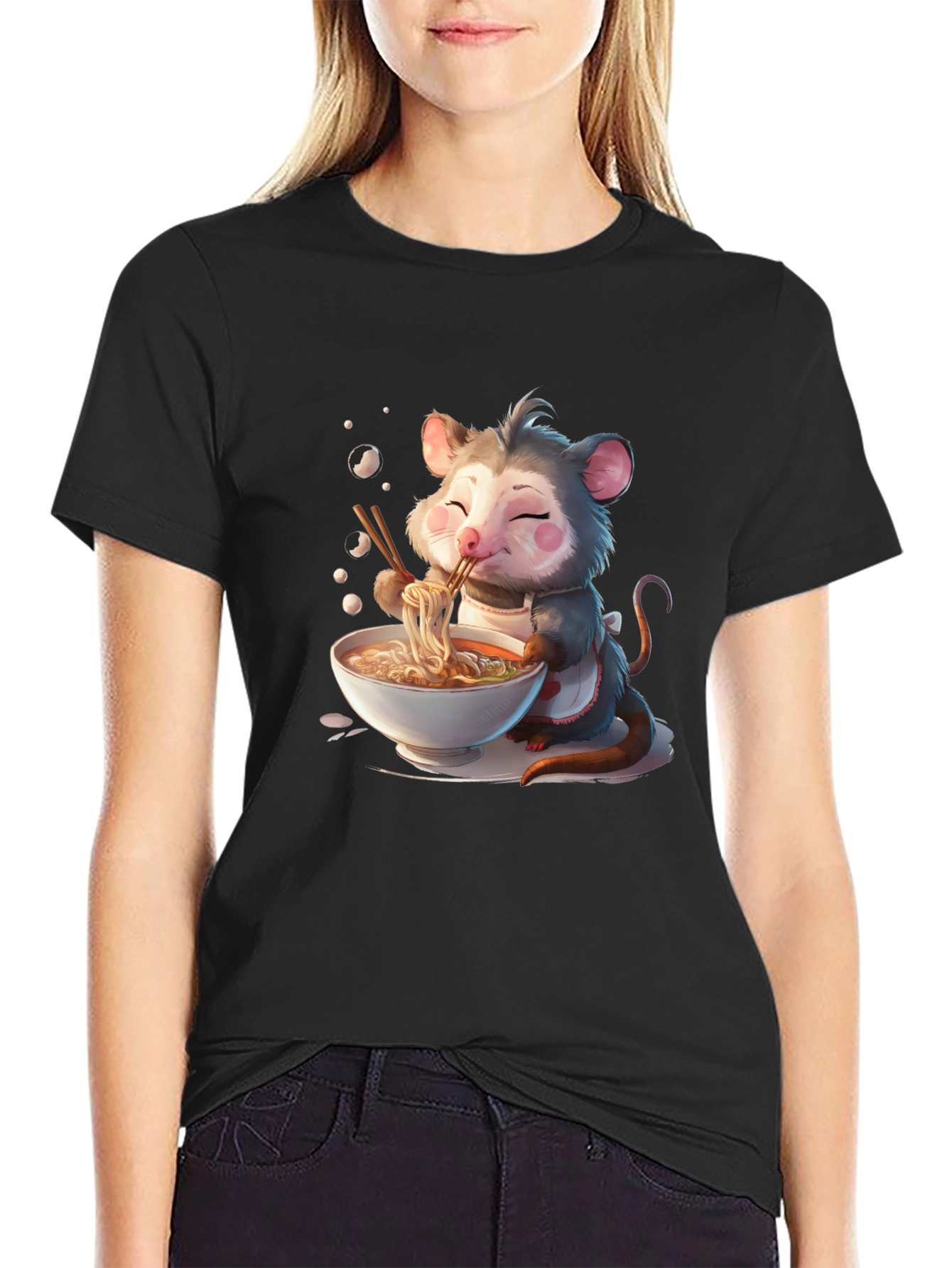 Opossum Ramen T-Shirt - Cute Cartoon Design
