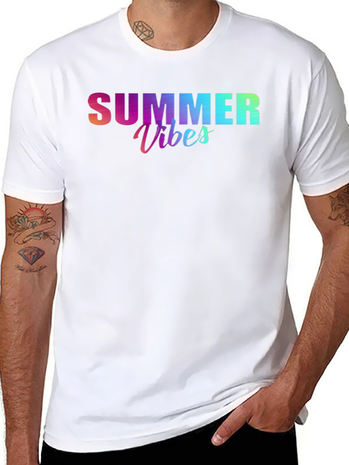 Summer Vibes Graphic Tee - Black Cotton T-Shirt
