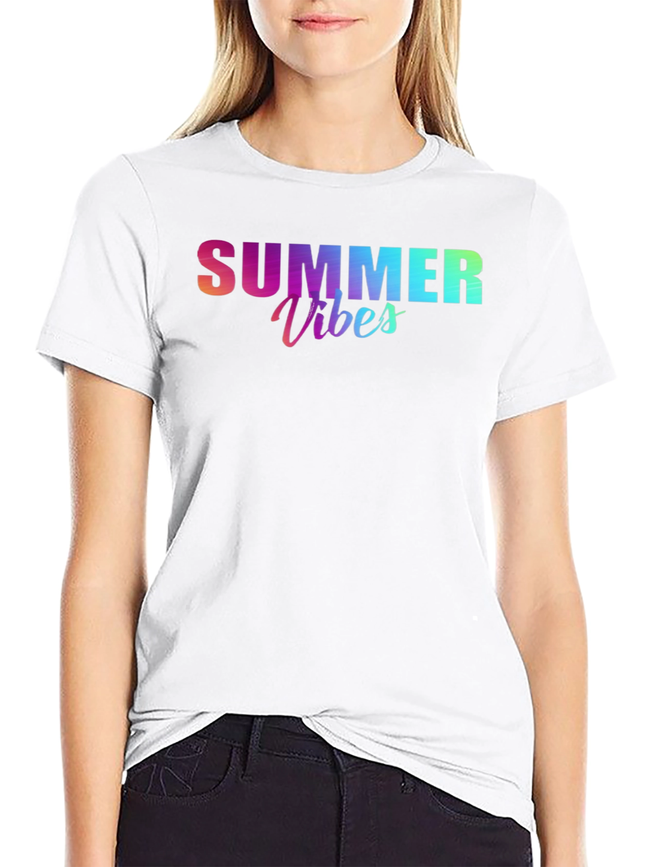 Summer Vibes Graphic Tee - Black Cotton T-Shirt