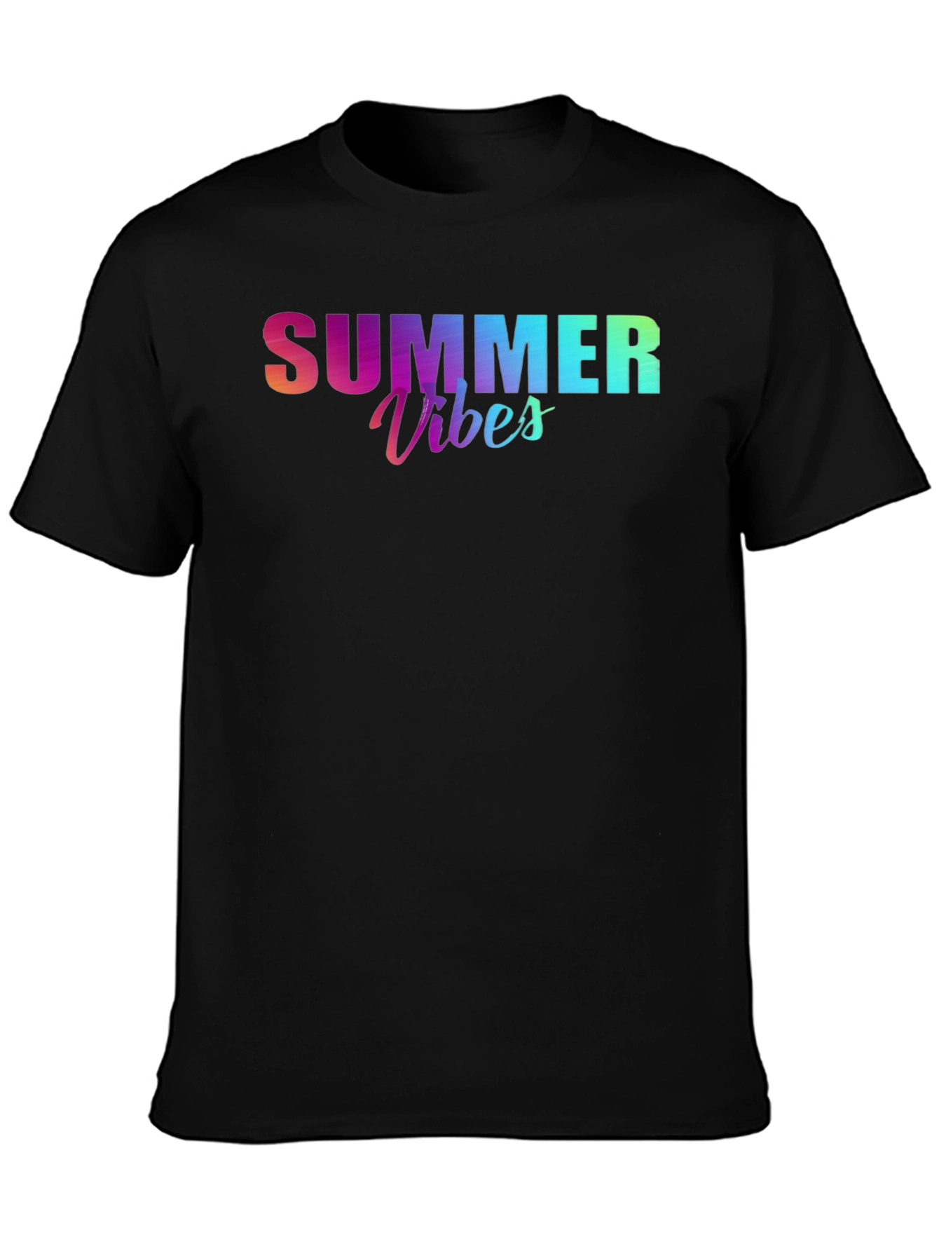 Summer Vibes Graphic Tee - Black Cotton T-Shirt