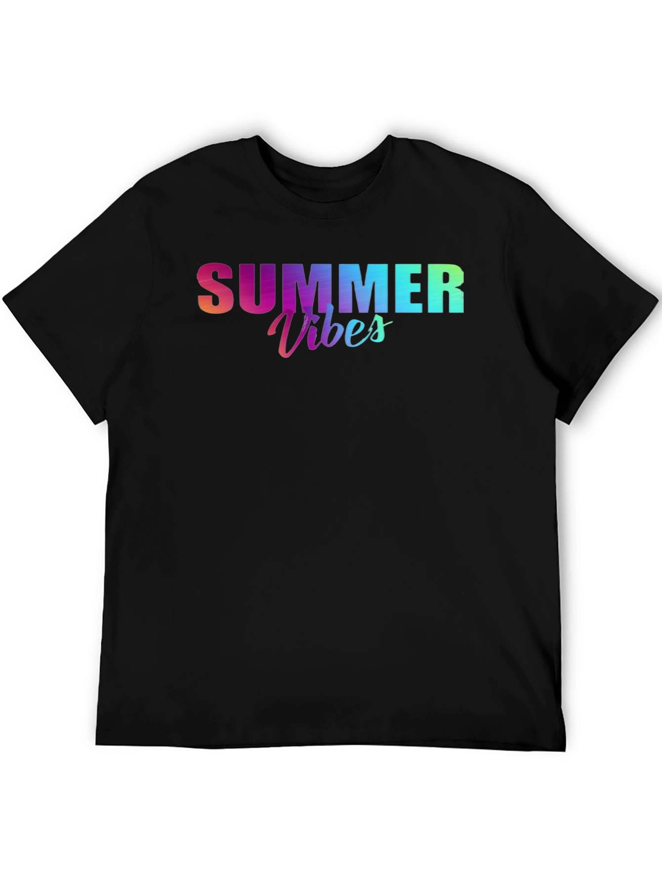 Summer Vibes Graphic Tee - Black Cotton T-Shirt