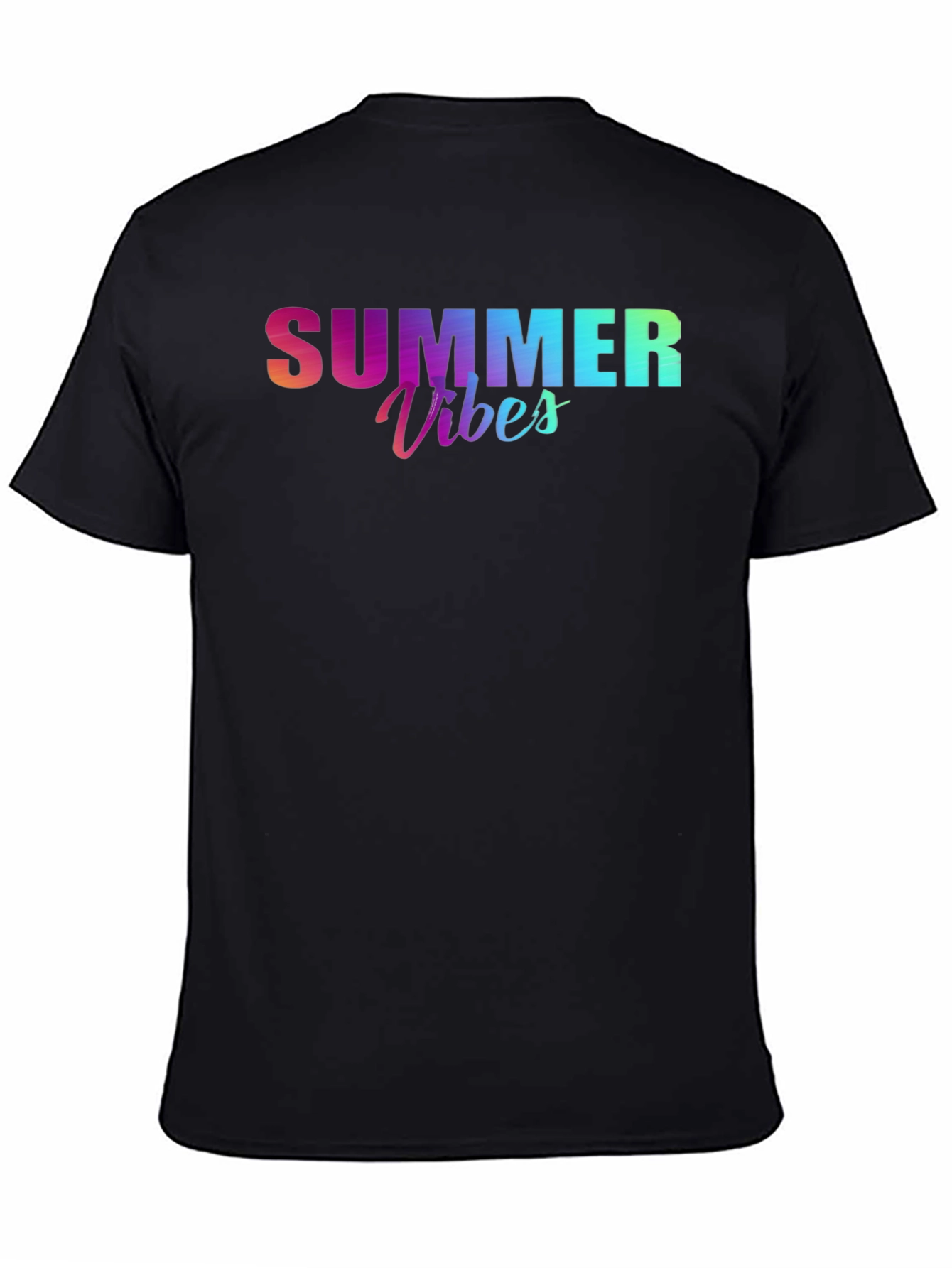 Summer Vibes Graphic Tee - Black Cotton T-Shirt