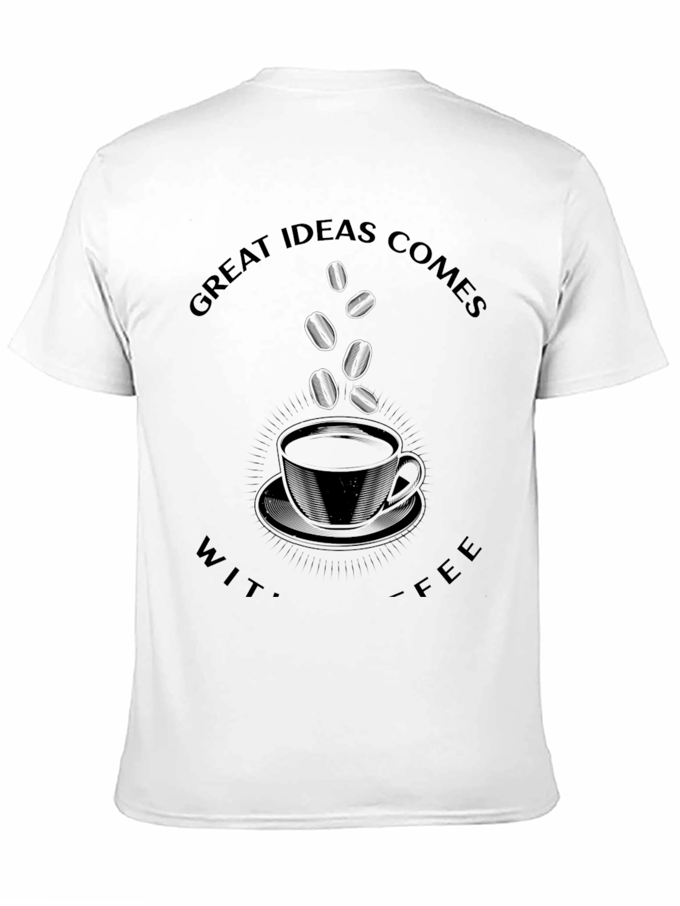 Great Ideas Comes With Coffee Black Graphic Tee