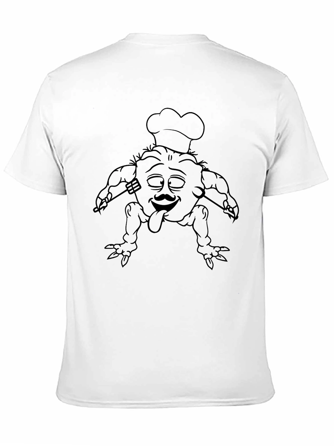 Funny Chef Cartoon Graphic Black T-Shirt
