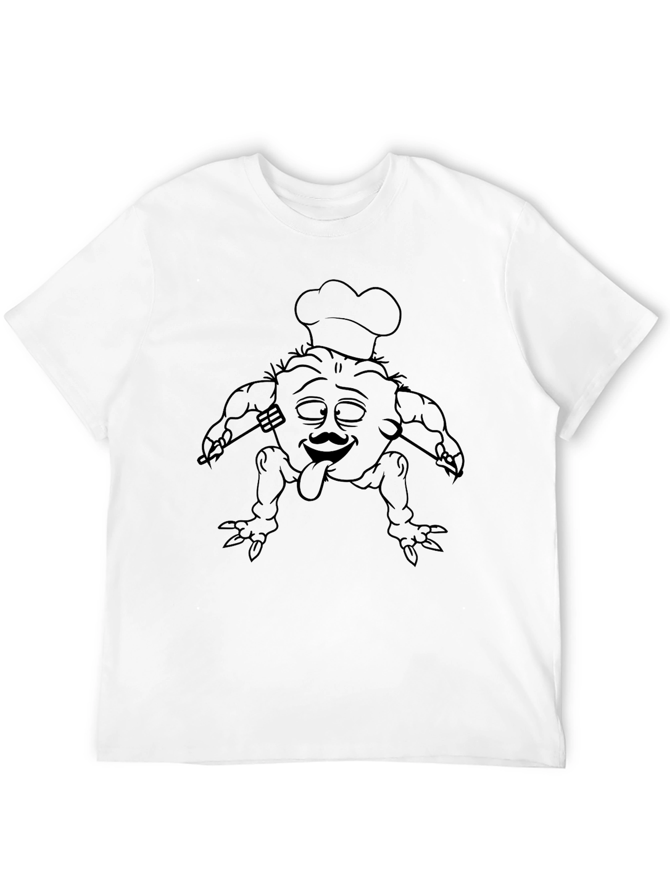 Funny Chef Cartoon Graphic Black T-Shirt