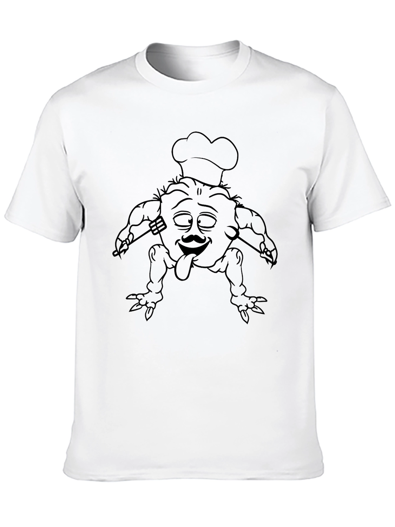 Funny Chef Cartoon Graphic Black T-Shirt