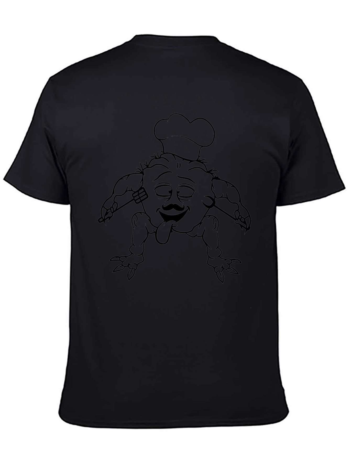 Funny Chef Cartoon Graphic Black T-Shirt