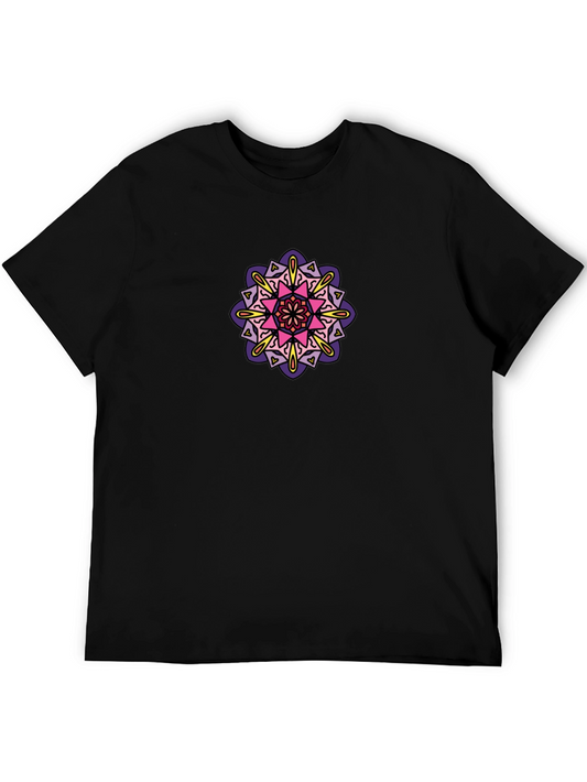 Black Tee with Colorful Mandala Design