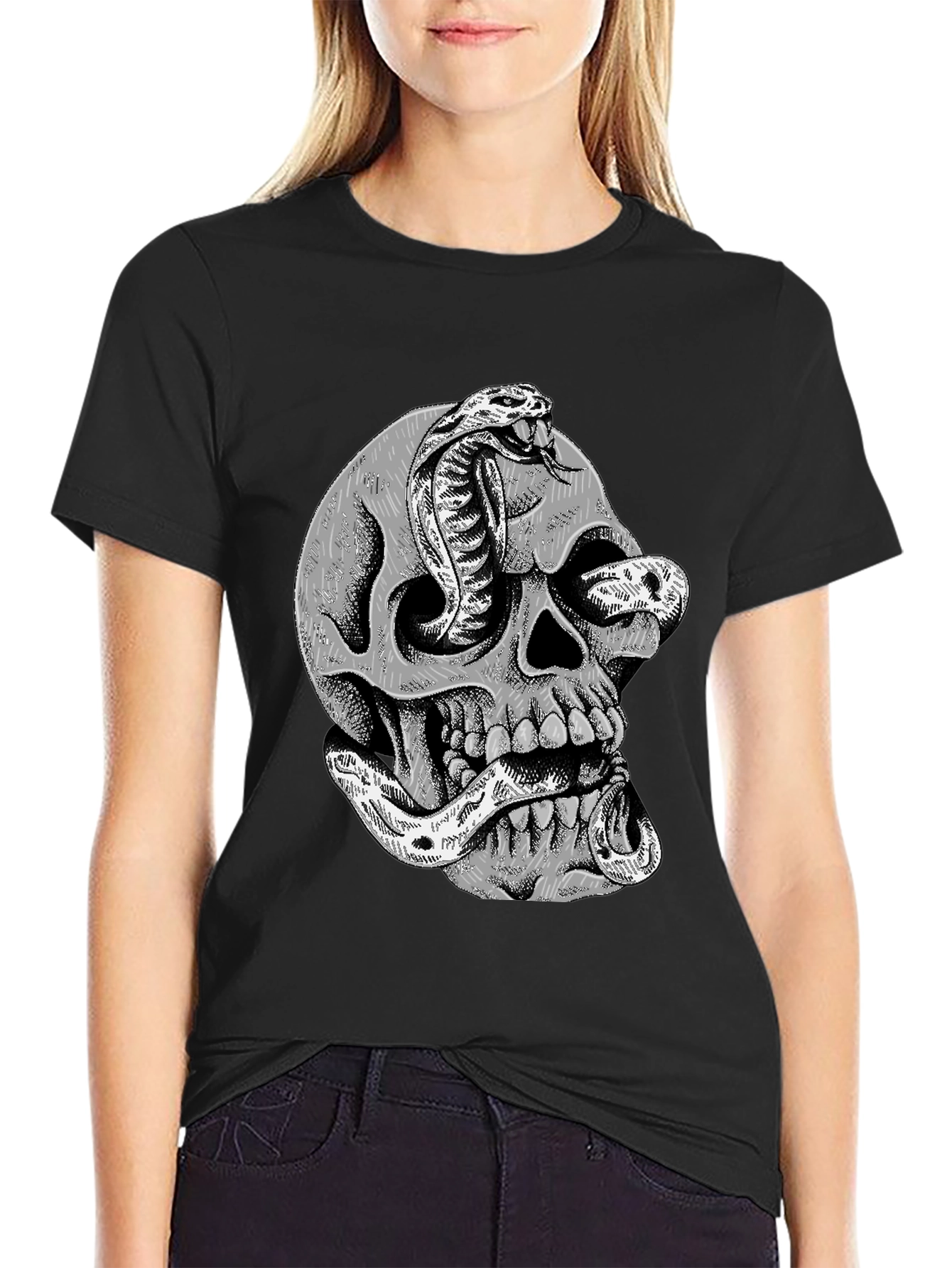 Skull & Cobra Graphic T-Shirt - Edgy Streetwear