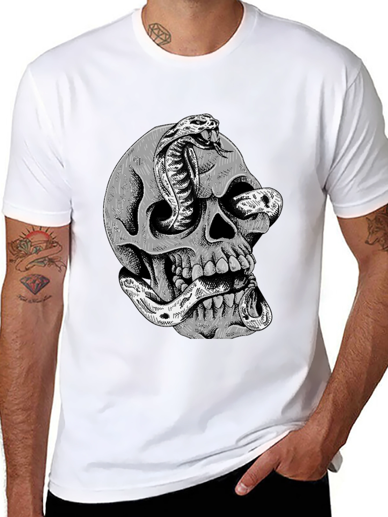 Skull & Cobra Graphic T-Shirt - Edgy Streetwear
