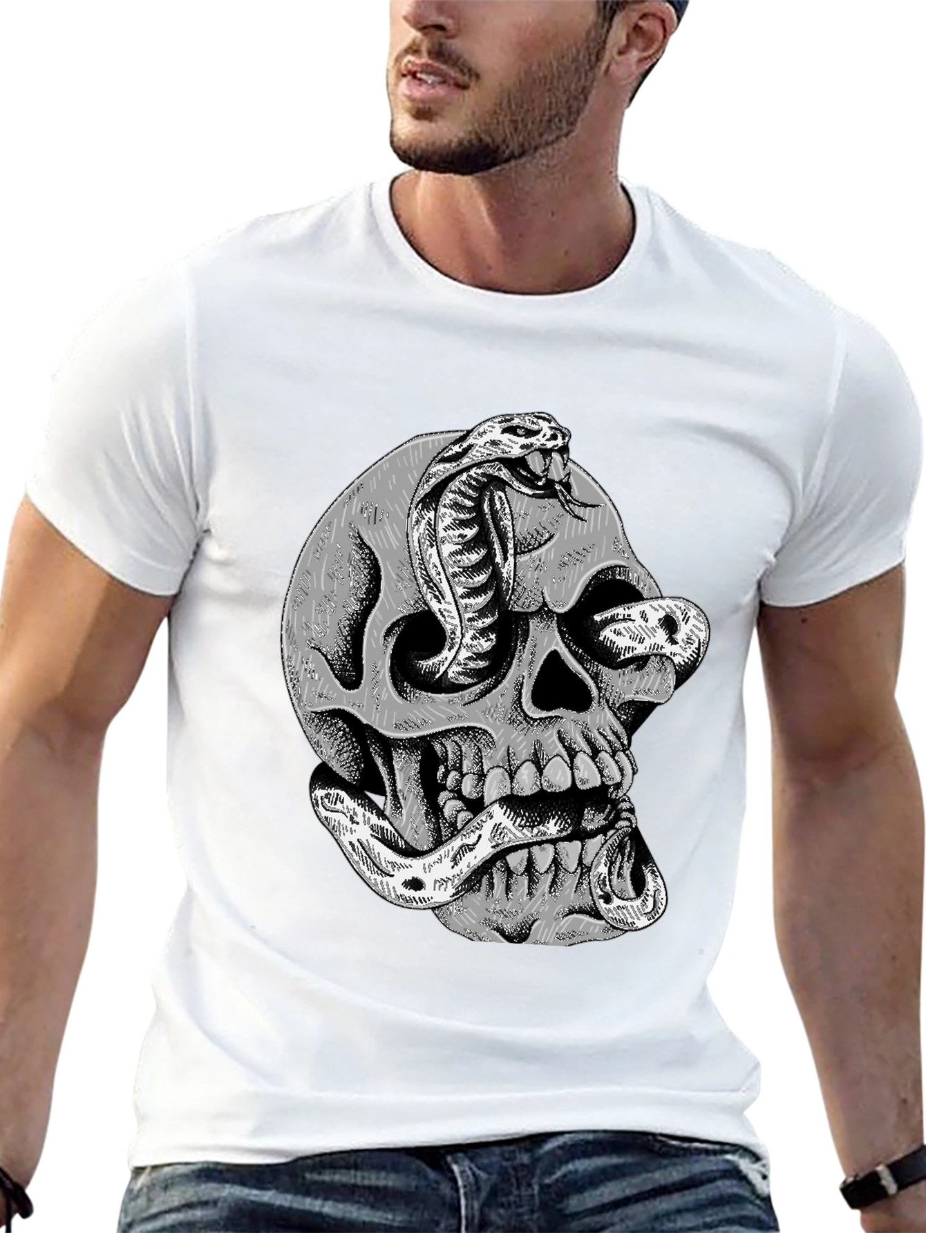 Skull & Cobra Graphic T-Shirt - Edgy Streetwear