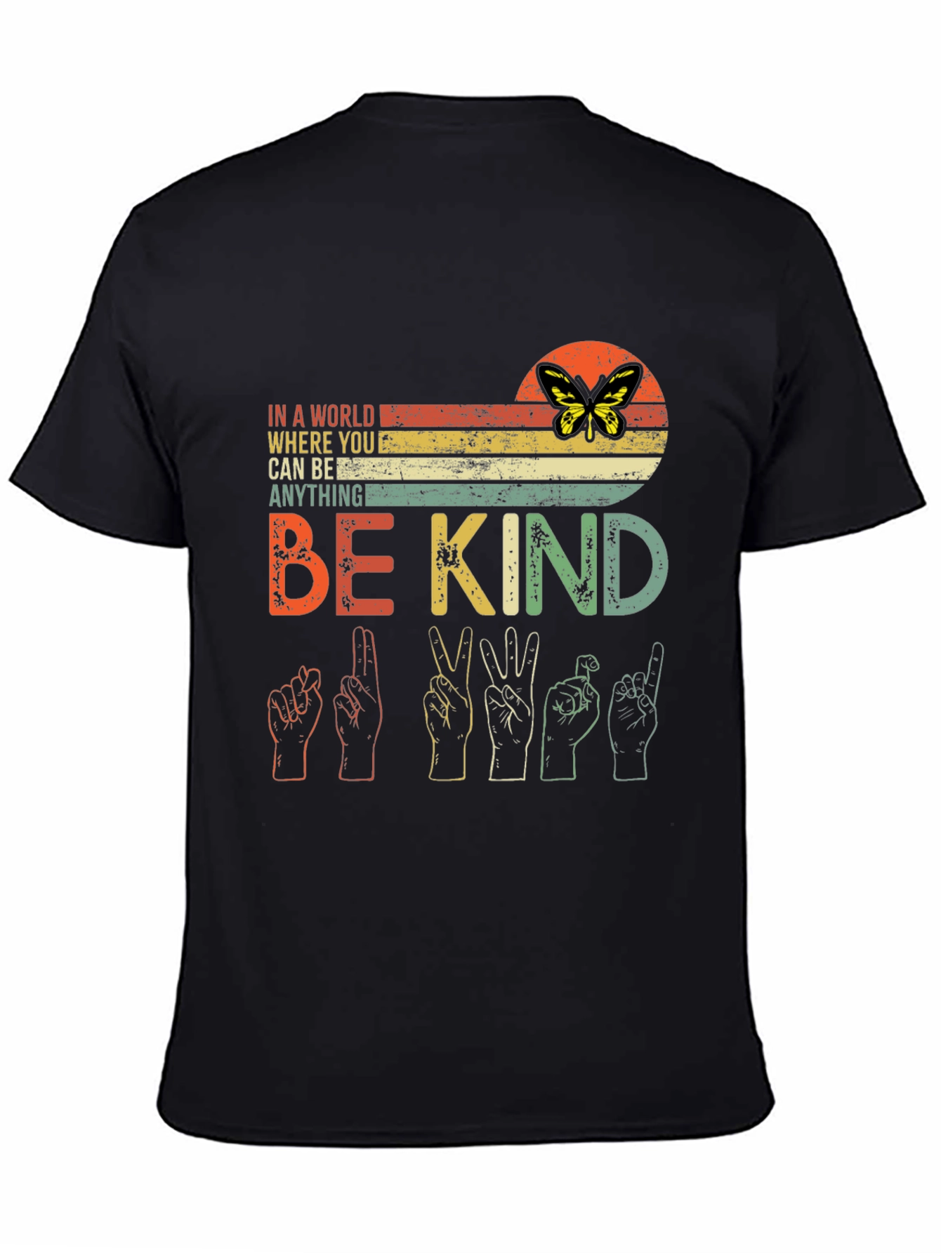 Be Kind T-Shirt: Retro Butterfly Design