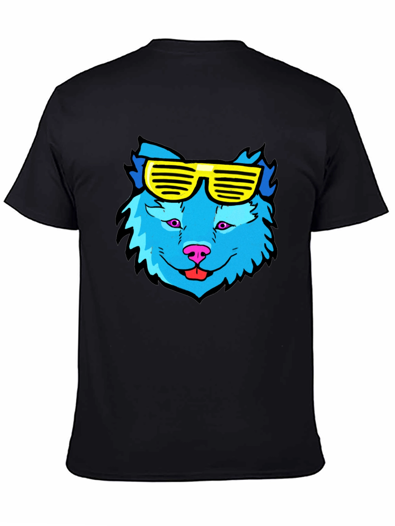 Cool Blue Wolf T-Shirt with Yellow Sunglasses