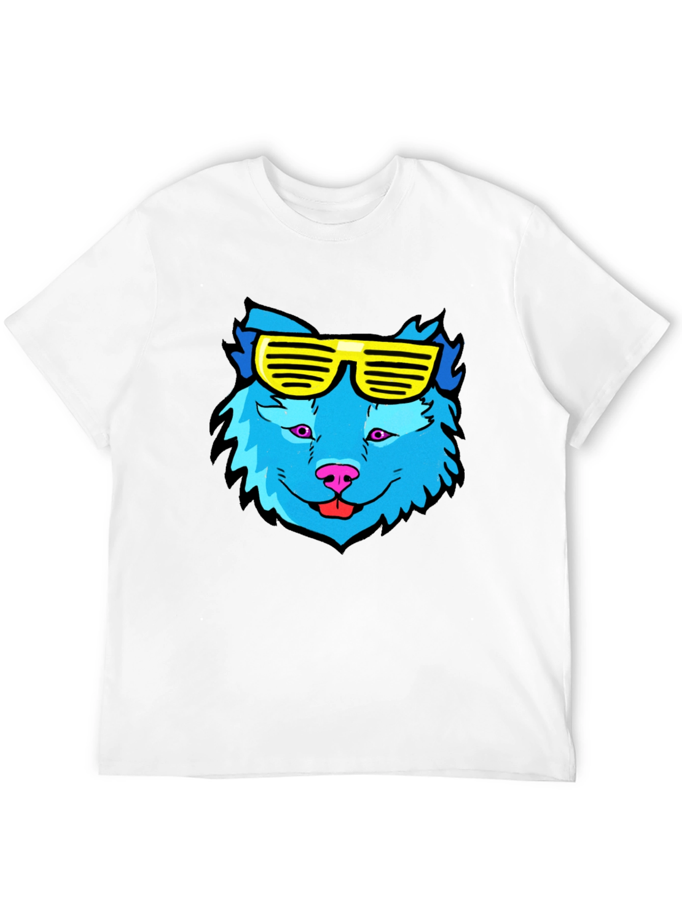 Cool Blue Wolf T-Shirt with Yellow Sunglasses