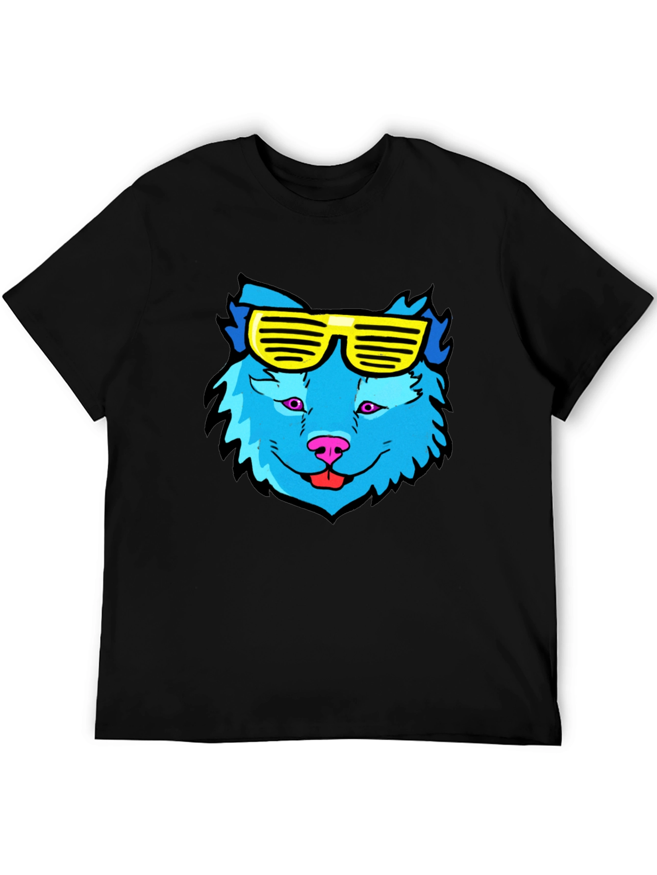 Cool Blue Wolf T-Shirt with Yellow Sunglasses