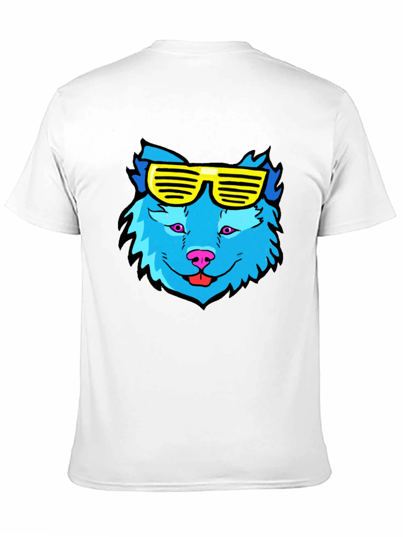 Cool Blue Wolf T-Shirt with Yellow Sunglasses