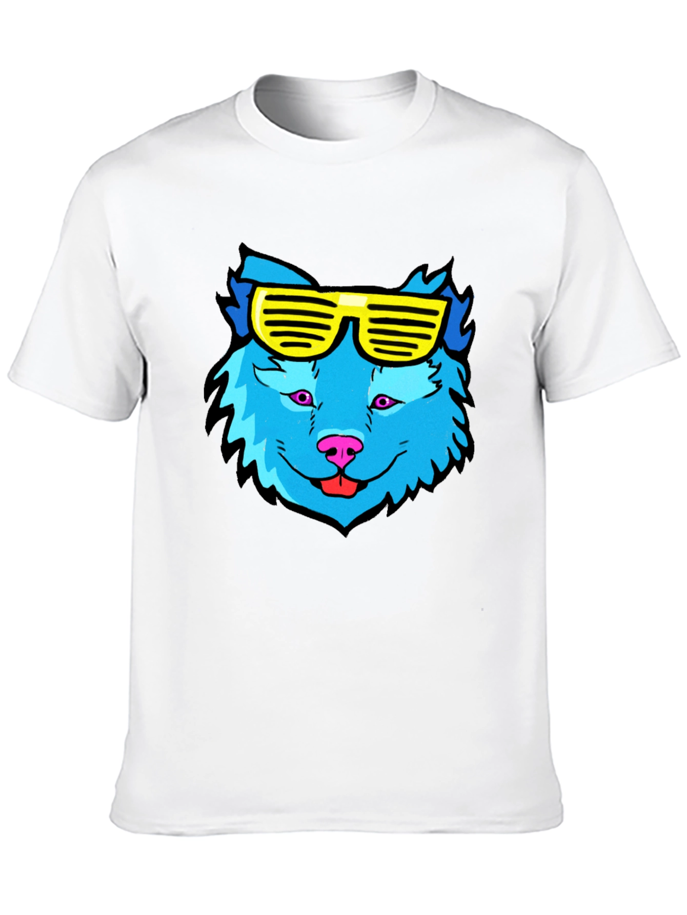 Cool Blue Wolf T-Shirt with Yellow Sunglasses