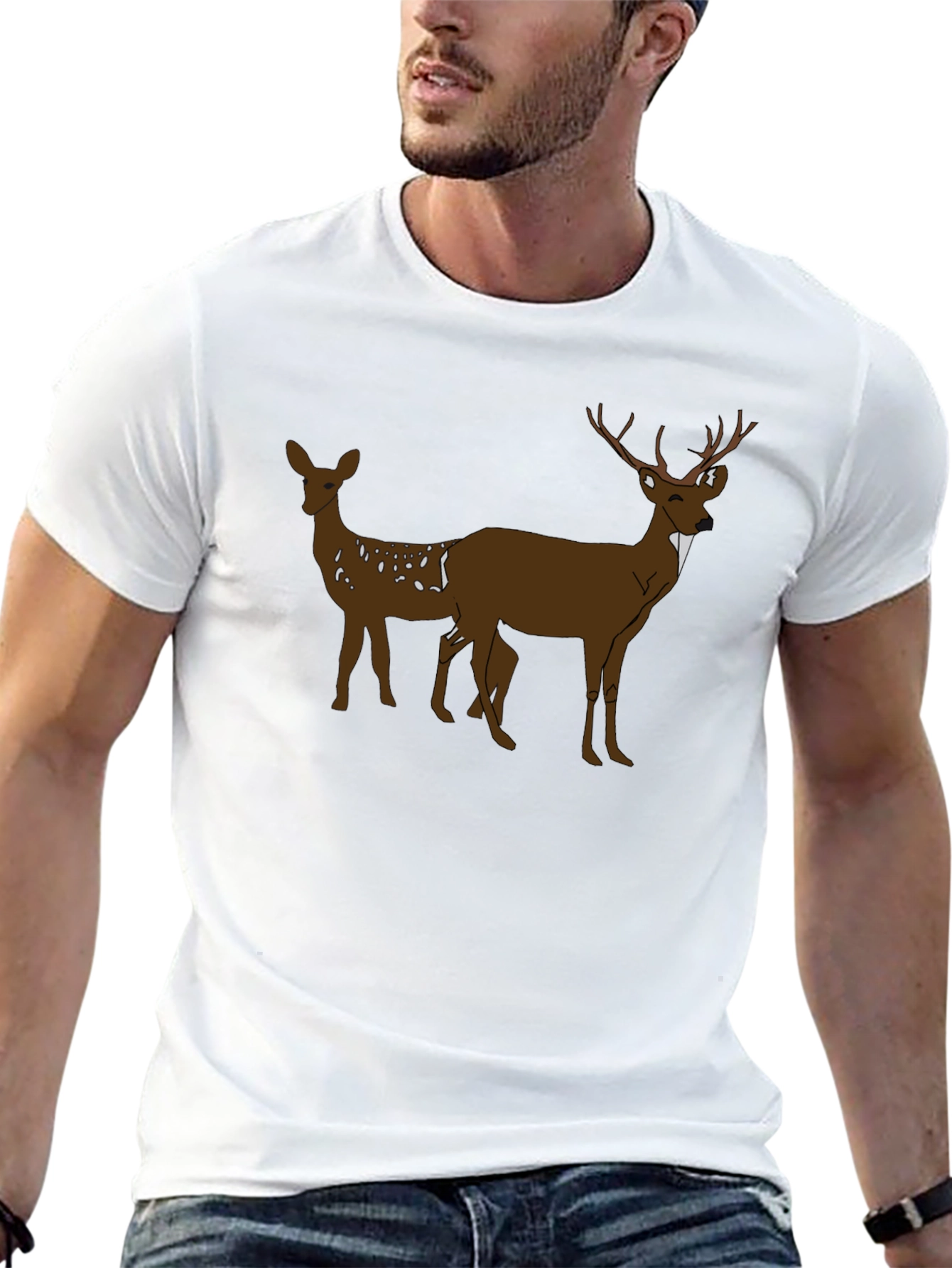 Deer Graphic Black T-Shirt - Mens Casual Tee
