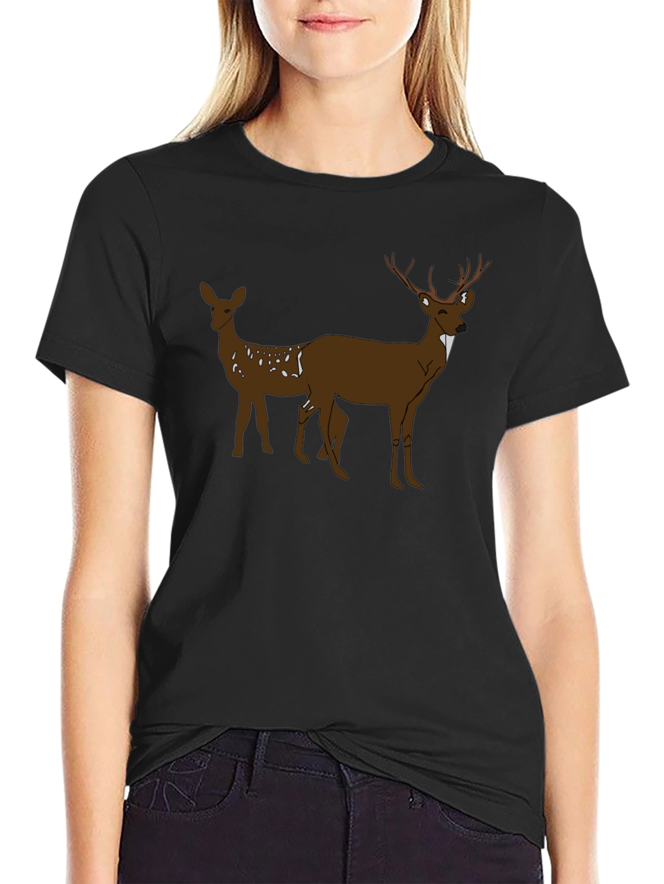 Deer Graphic Black T-Shirt - Mens Casual Tee
