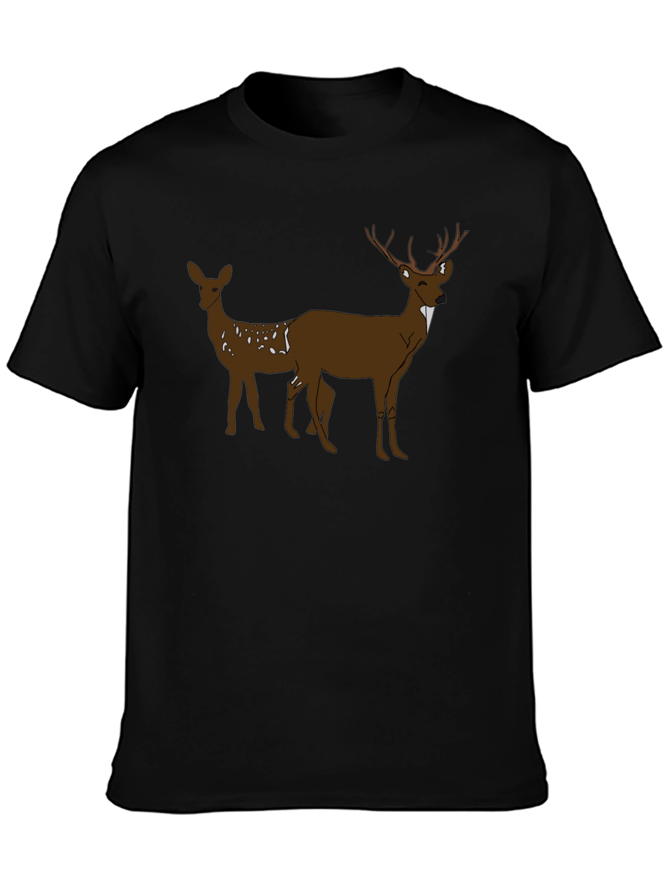 Deer Graphic Black T-Shirt - Mens Casual Tee