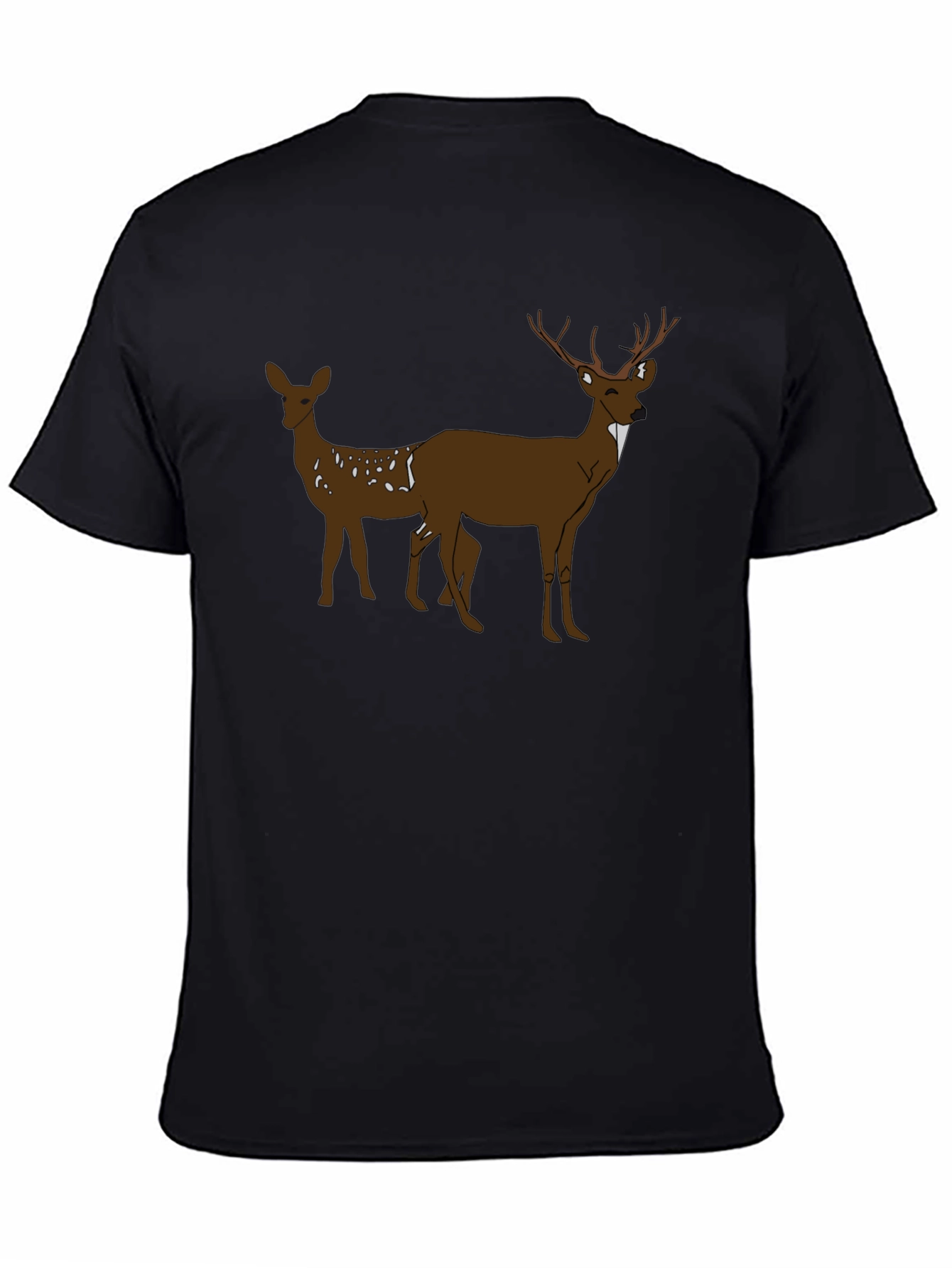 Deer Graphic Black T-Shirt - Mens Casual Tee