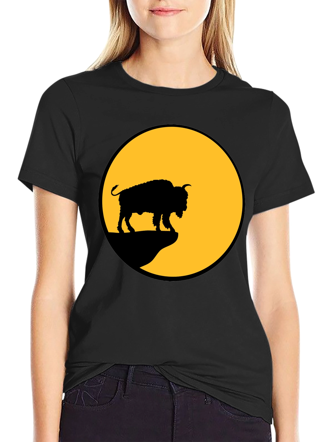 Bison Silhouette T-Shirt - Black Tee