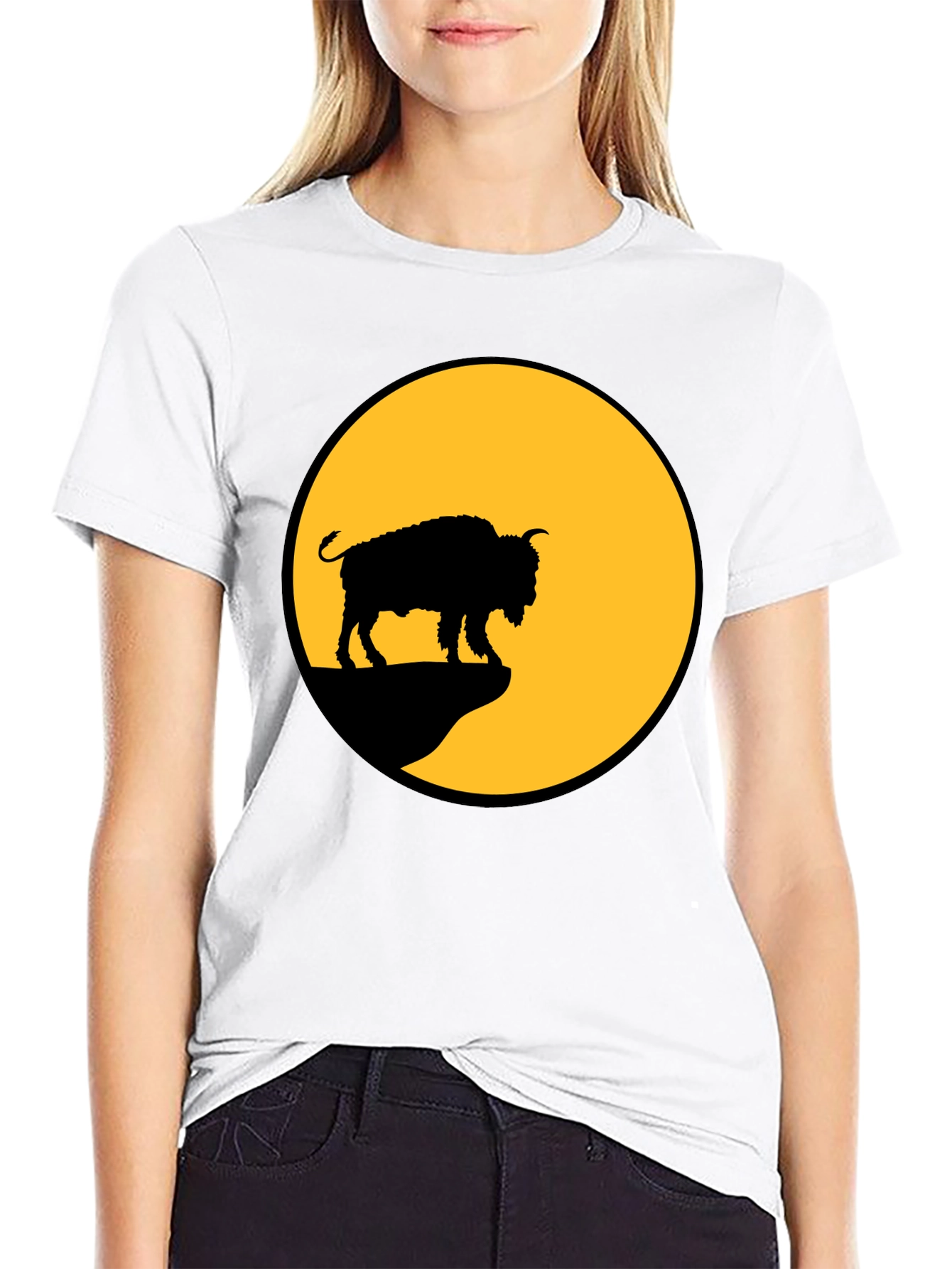 Bison Silhouette T-Shirt - Black Tee
