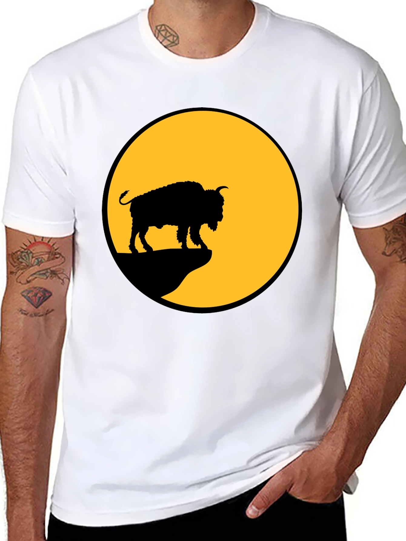 Bison Silhouette T-Shirt - Black Tee