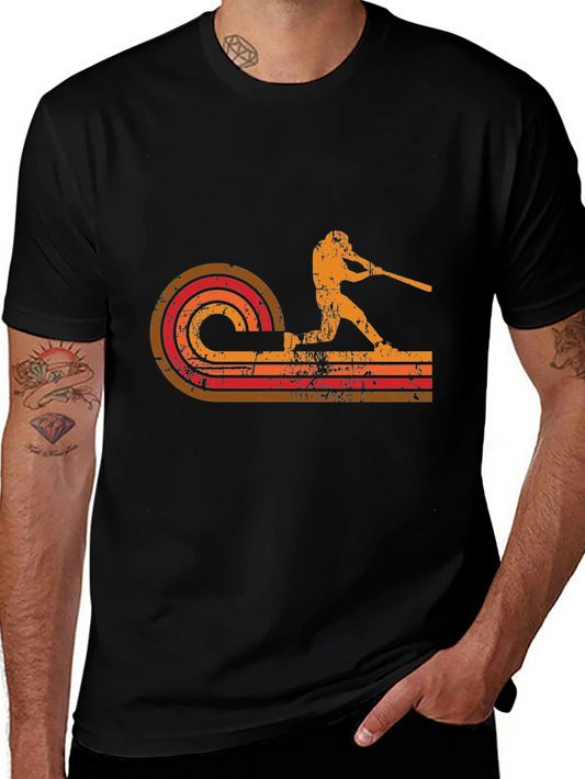 Retro Baseball Player Graphic Tee - Vintage Style Shirt