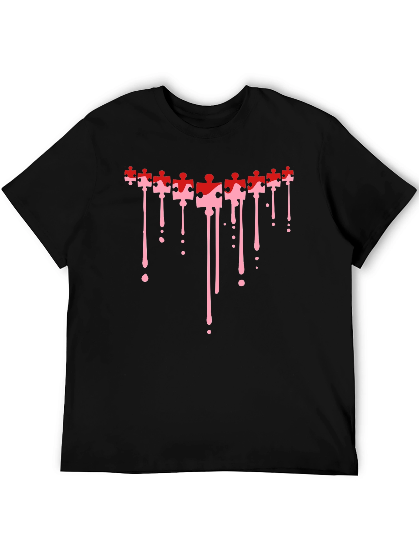 Puzzle Piece Drip Graphic Tee - Black