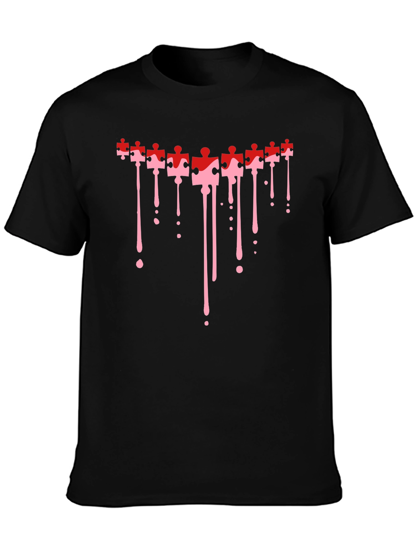 Puzzle Piece Drip Graphic Tee - Black