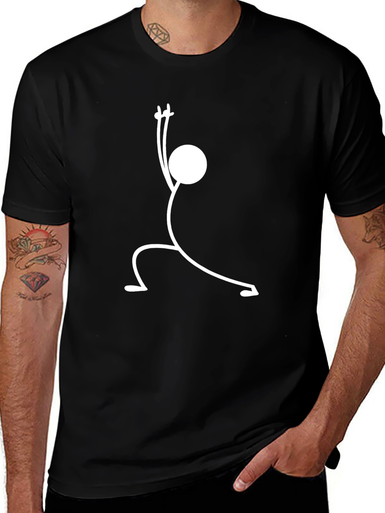 Yoga Pose Graphic Tee - Black Cotton T-Shirt