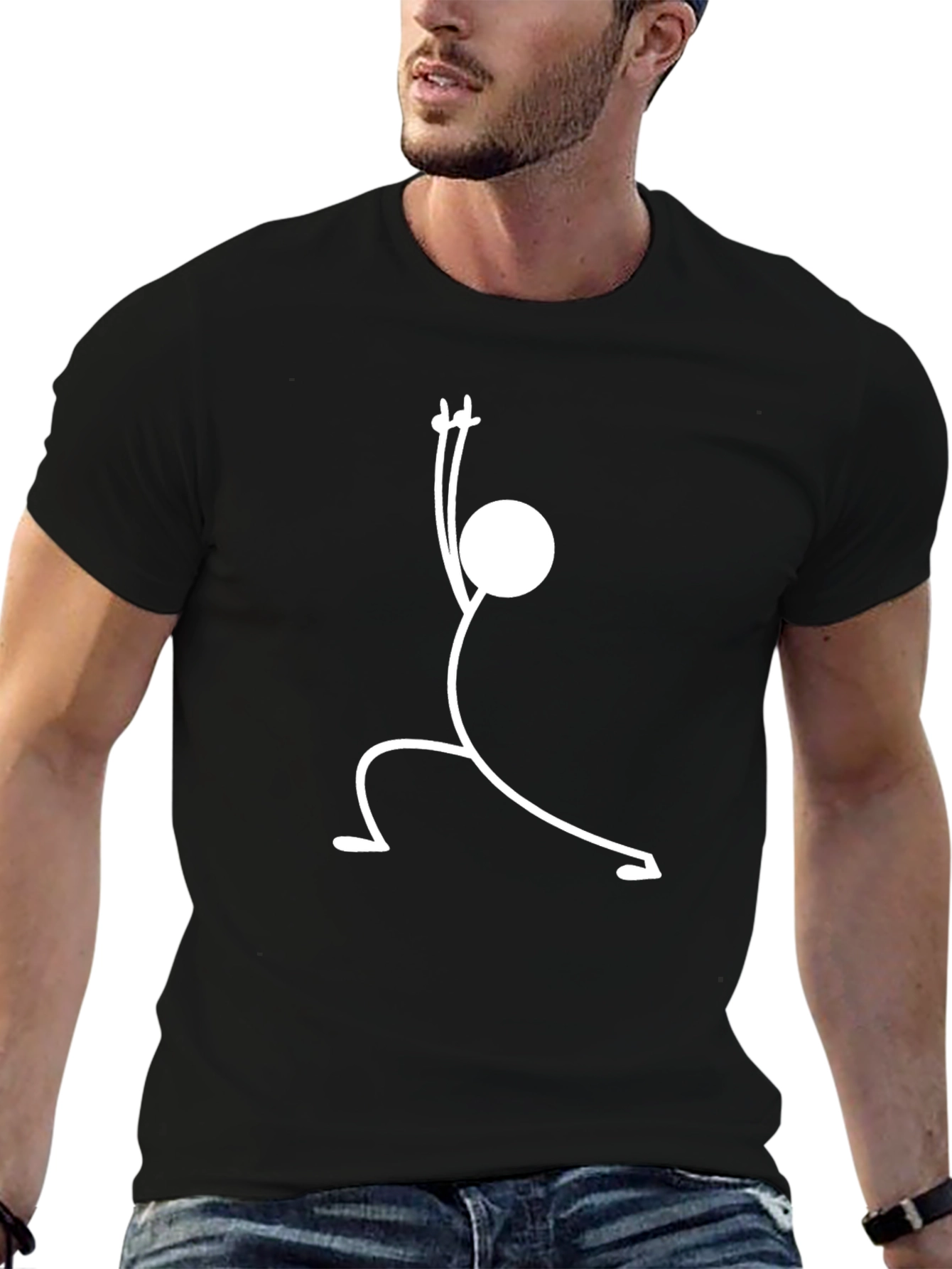 Yoga Pose Graphic Tee - Black Cotton T-Shirt