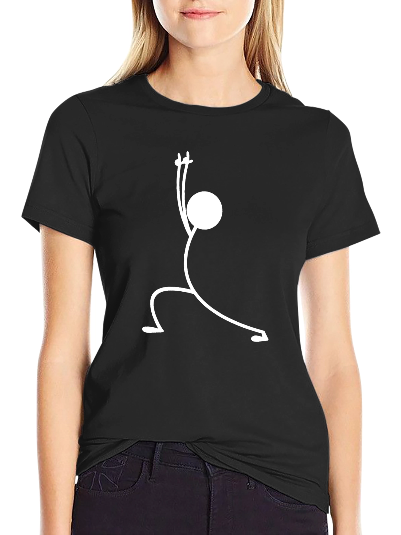 Yoga Pose Graphic Tee - Black Cotton T-Shirt