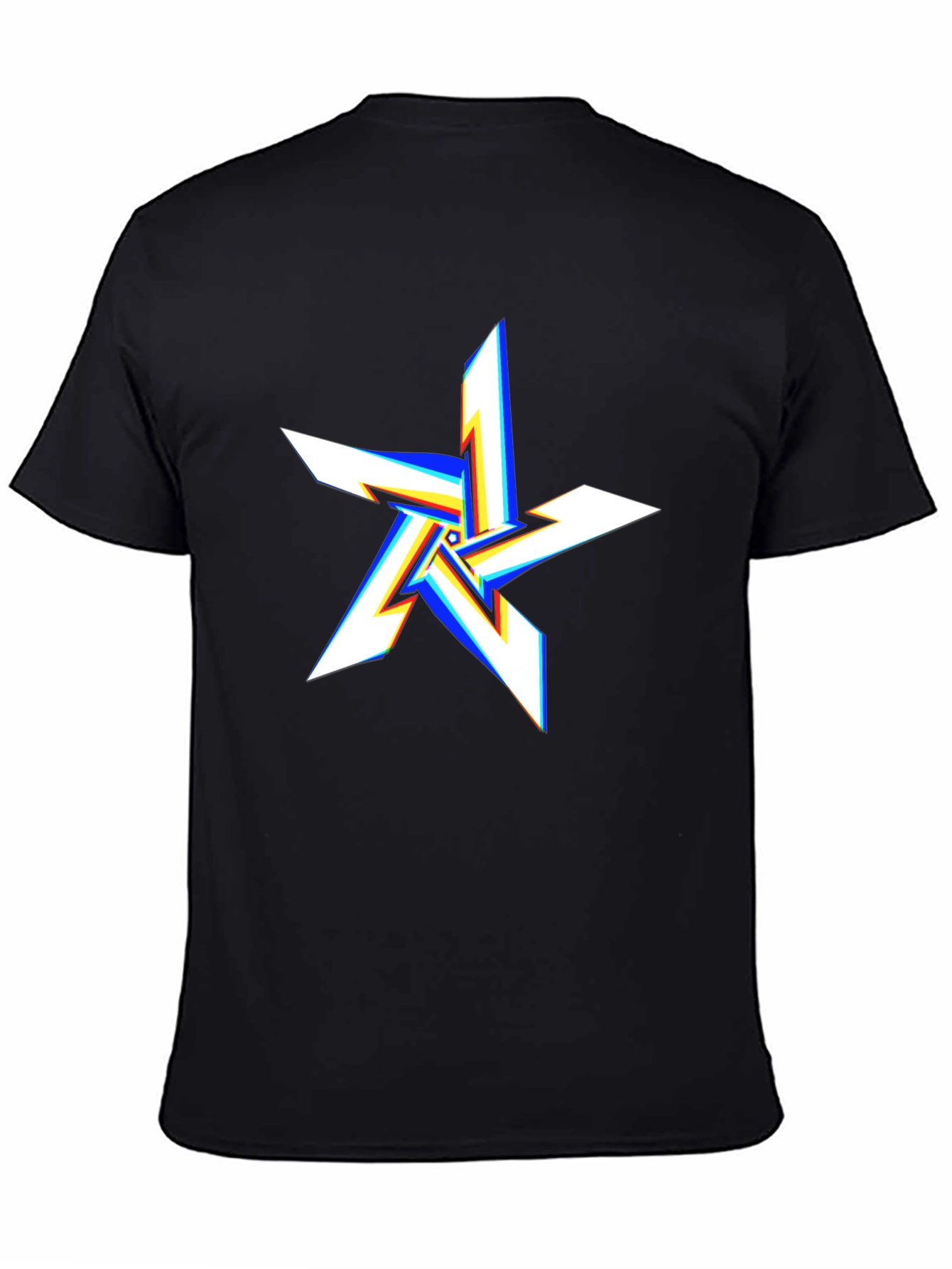 Edgy Glitch Star Black T-Shirt