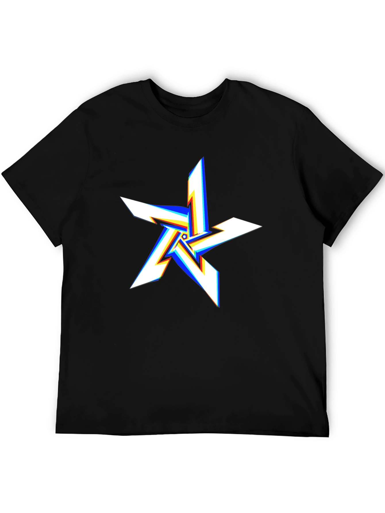 Edgy Glitch Star Black T-Shirt