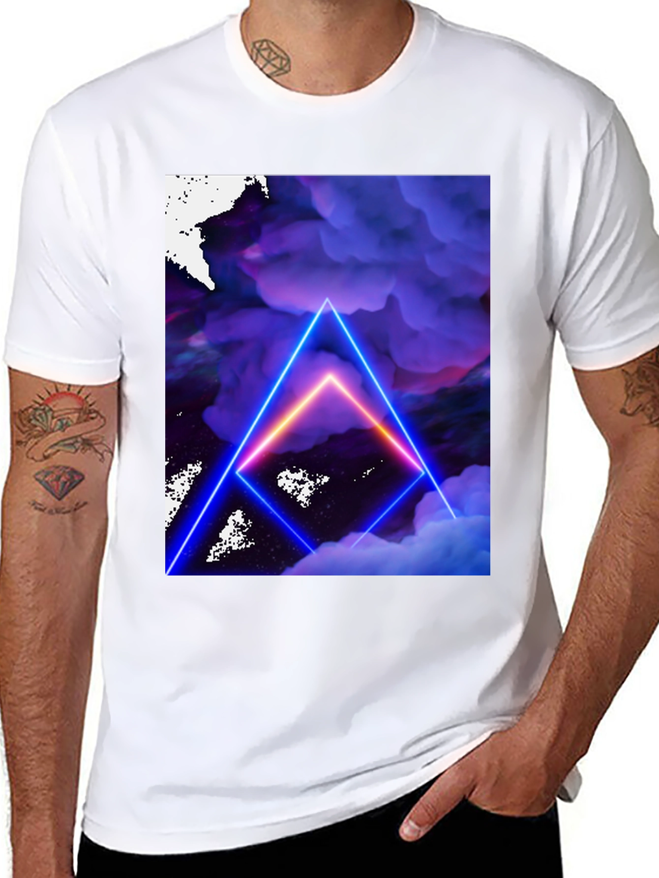Neon Triangle Cloudscape Graphic Tee