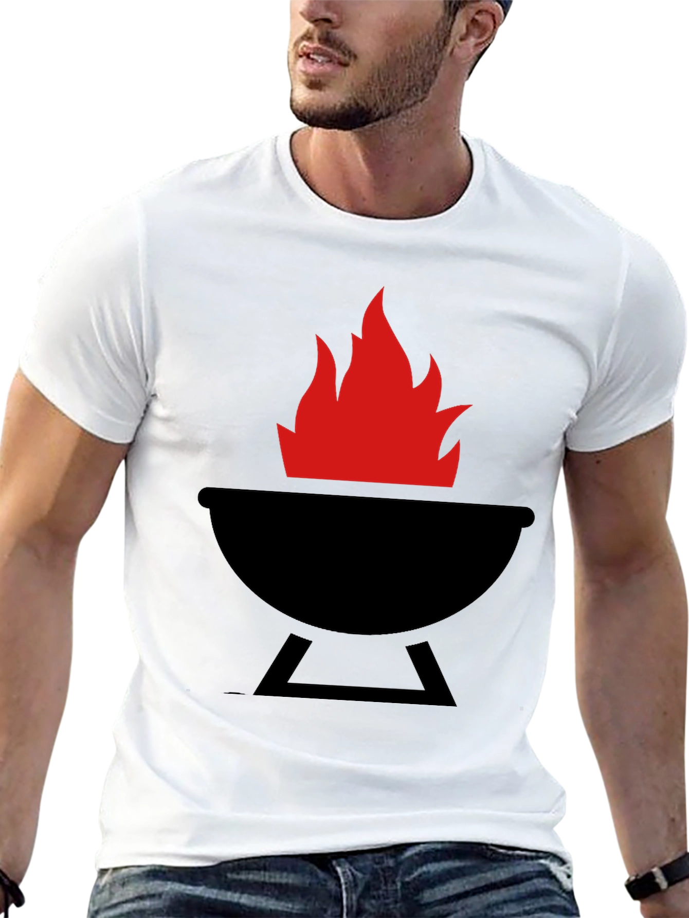 BBQ Grill & Flames Graphic T-Shirt