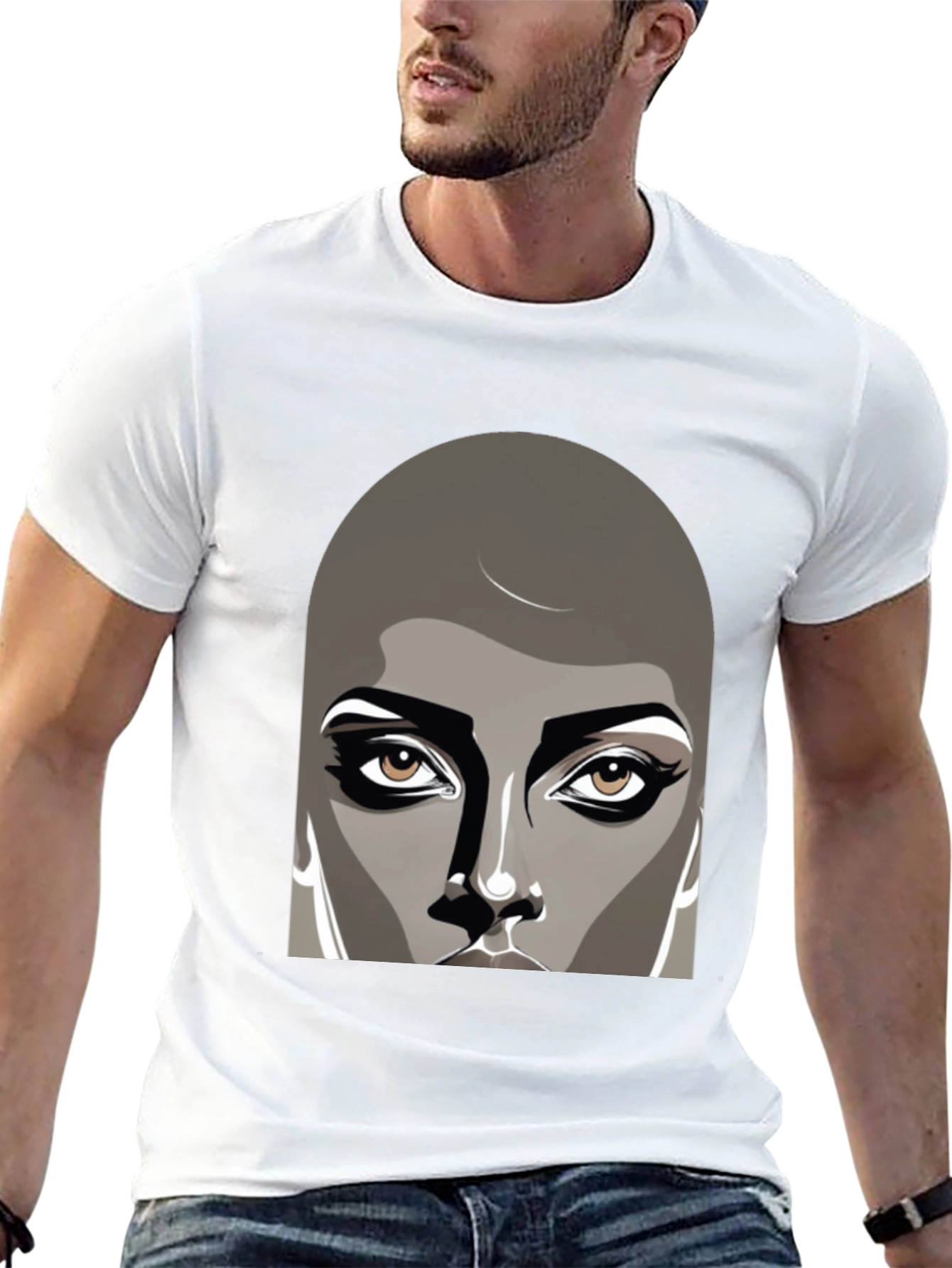 Unique Graphic Tee - Bold Face Design