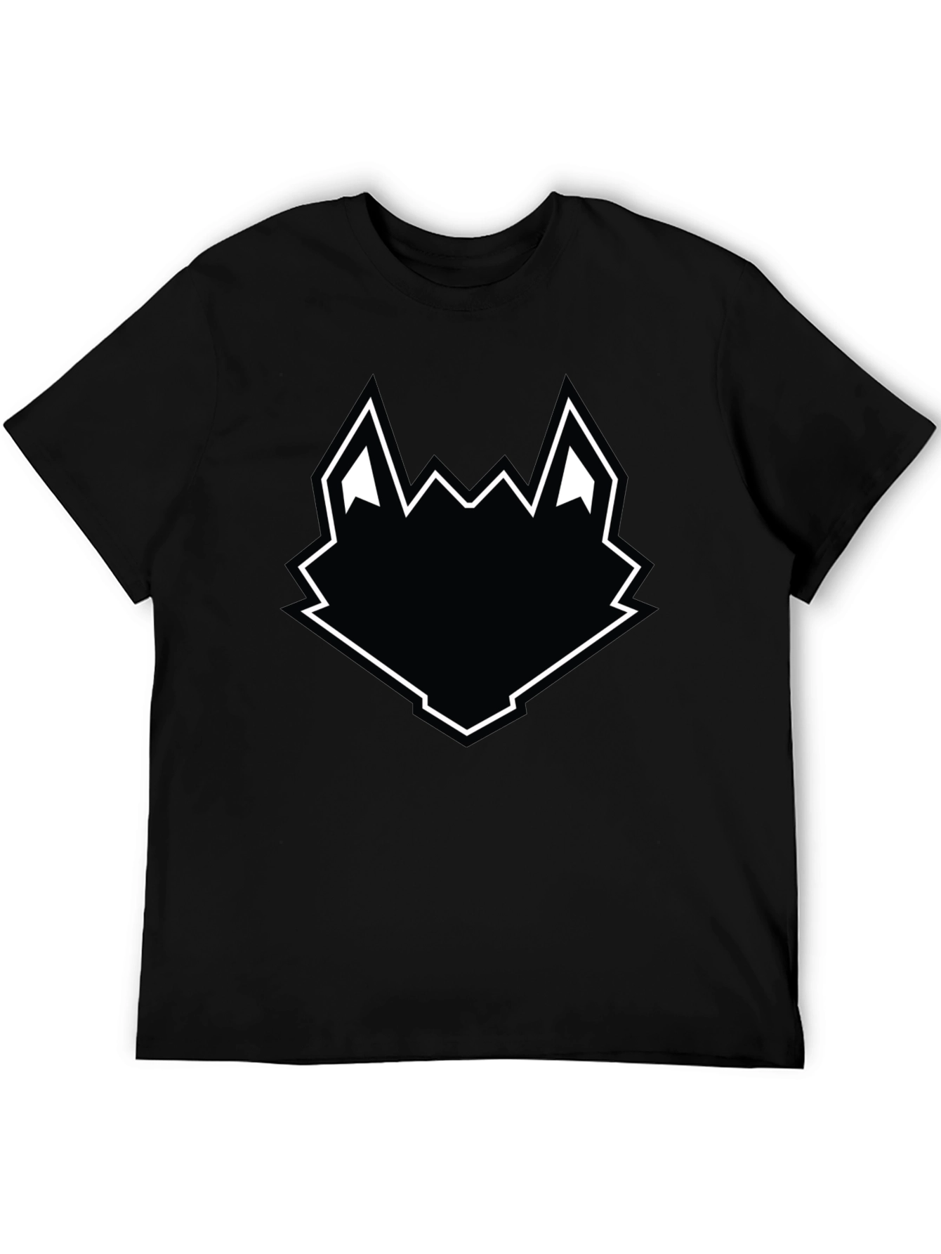 Black Wolf Head Graphic Tee - Mens Casual T-Shirt