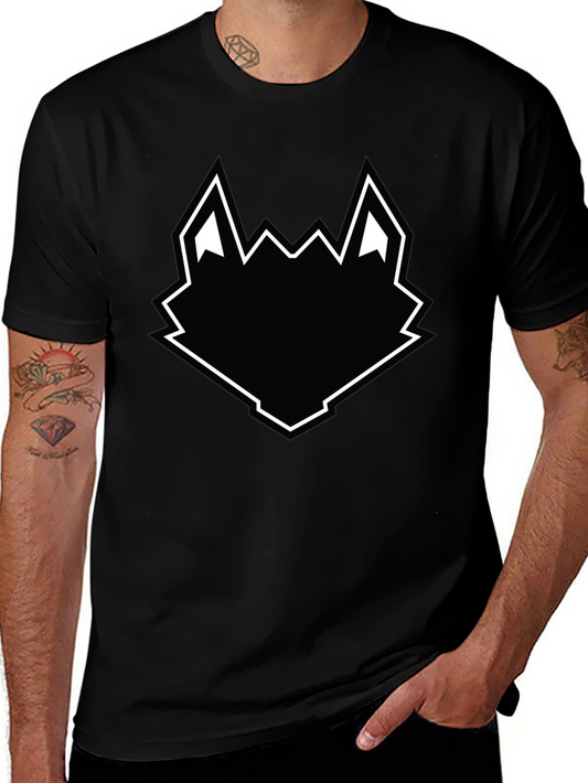 Black Wolf Head Graphic Tee - Mens Casual T-Shirt