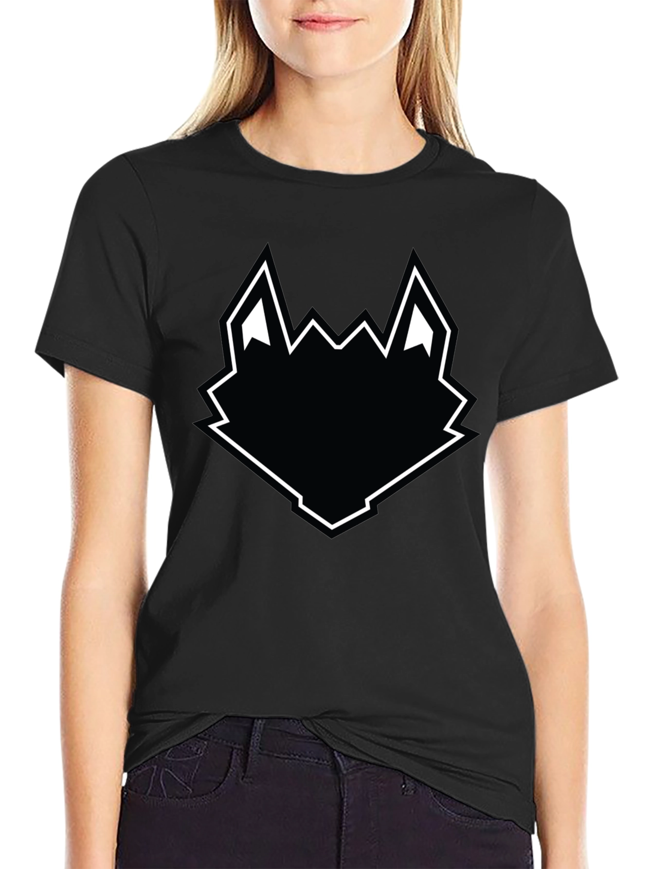 Black Wolf Head Graphic Tee - Mens Casual T-Shirt