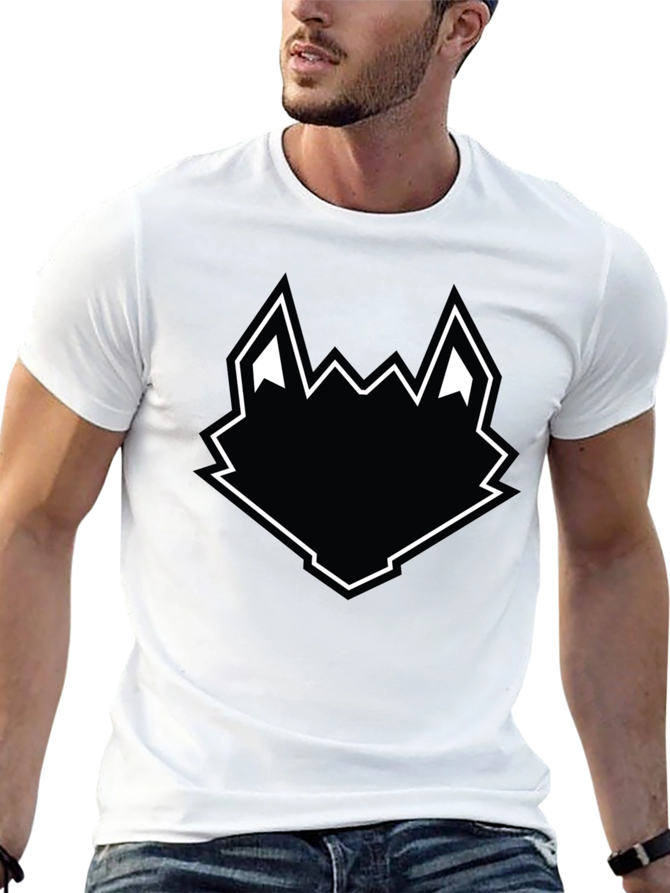 Black Wolf Head Graphic Tee - Mens Casual T-Shirt